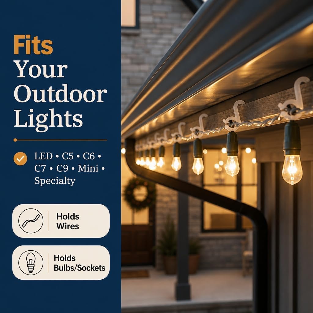 Holiday Joy Mighty Clip Hooks for Outdoor String Lights, 200 Pack