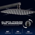 Shower Head System with Caddy Oil Rubbed Bronze Shower Kit with 12 Inch | Stainless Steel Bathroom Rain Shower Head and Handle Set Fixture, Outdoor Exposed Wall Mounted