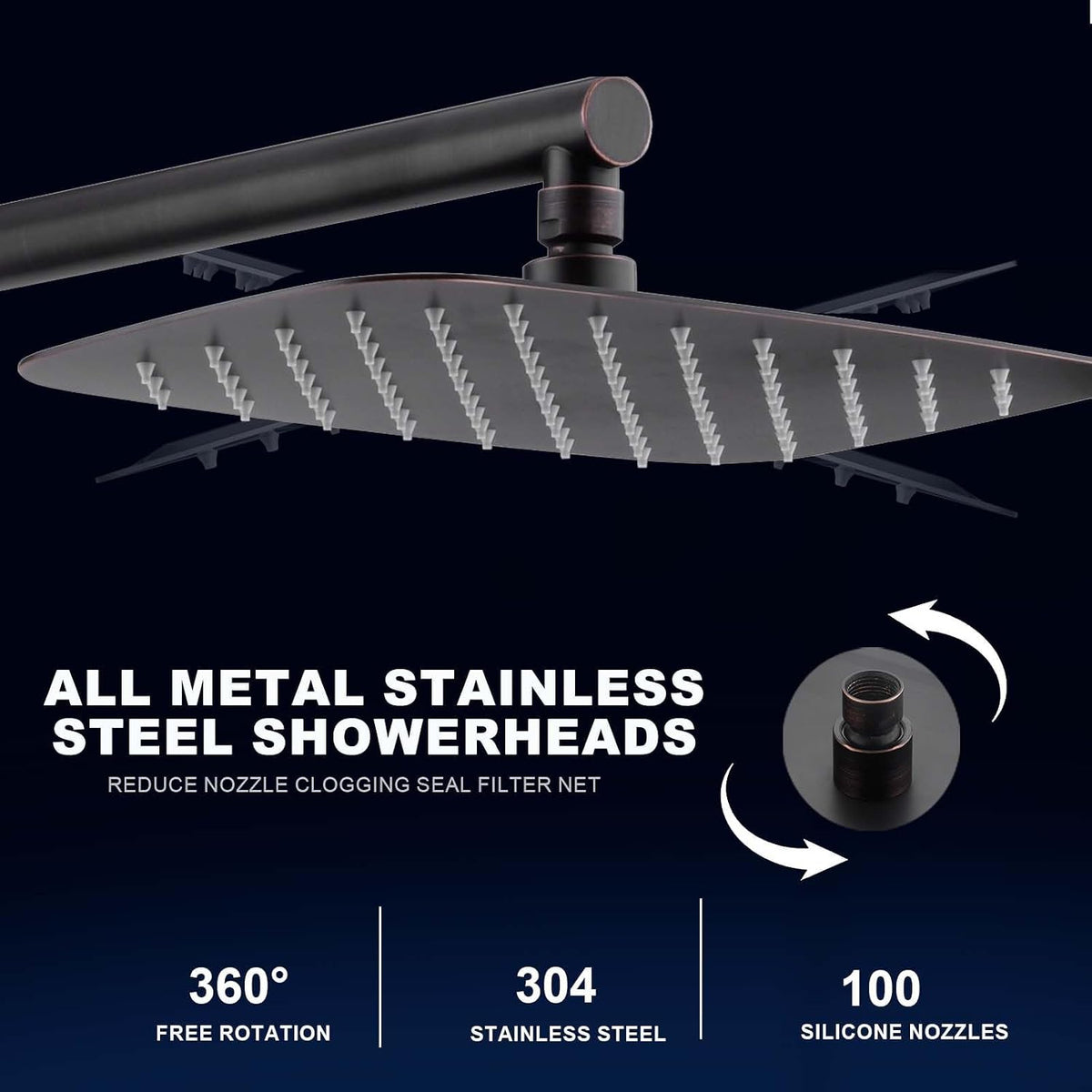 Shower Head System with Caddy Oil Rubbed Bronze Shower Kit with 12 Inch | Stainless Steel Bathroom Rain Shower Head and Handle Set Fixture, Outdoor Exposed Wall Mounted