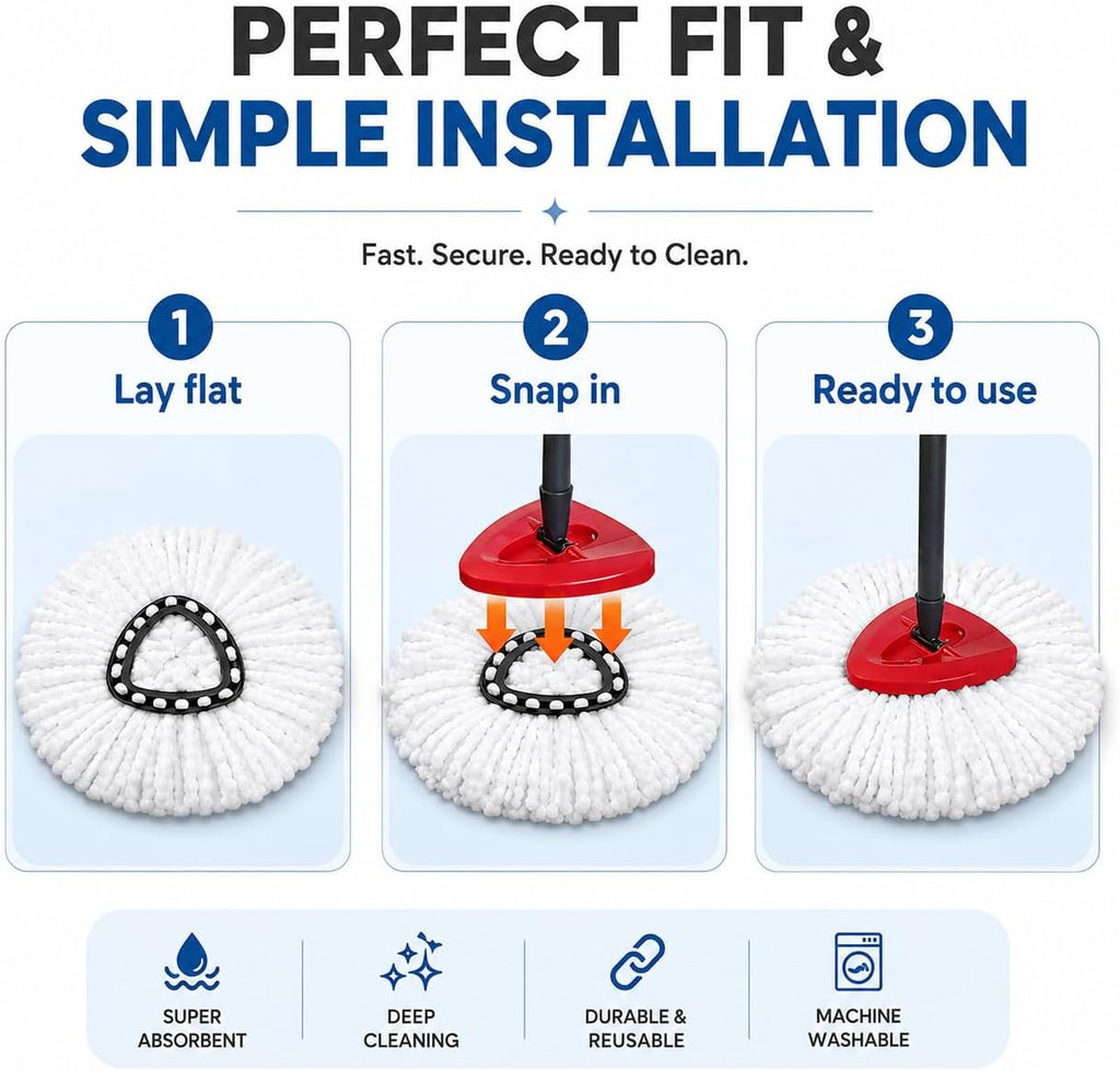 6 Pack Mop Head Replacement Compatible with O-Cedar EasyWring