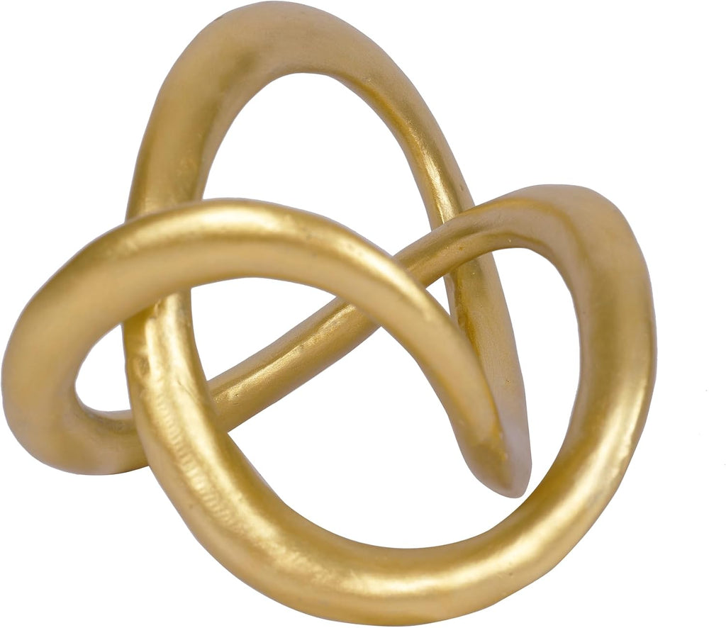 Modern Geometric Round Sculpture Gold Knot Statue Decor Tabletop Sculpture and Figurines Round Decorative Ornaments Knick Knacks Home Decor for Shelves Coffee Table Bookshelf Decoration Gifts