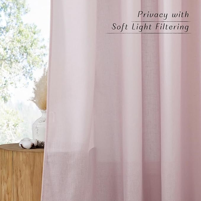 NICETOWN Blush Pink Linen Curtains - Image 5