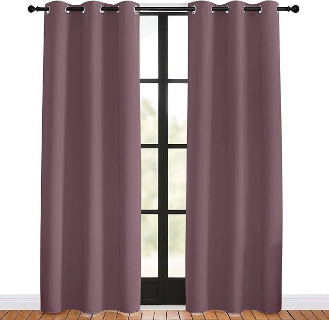 NICETOWN Blackout Curtains for Bedroom, Dry Rose, 42 W by 80 L, Thermal - Image 2