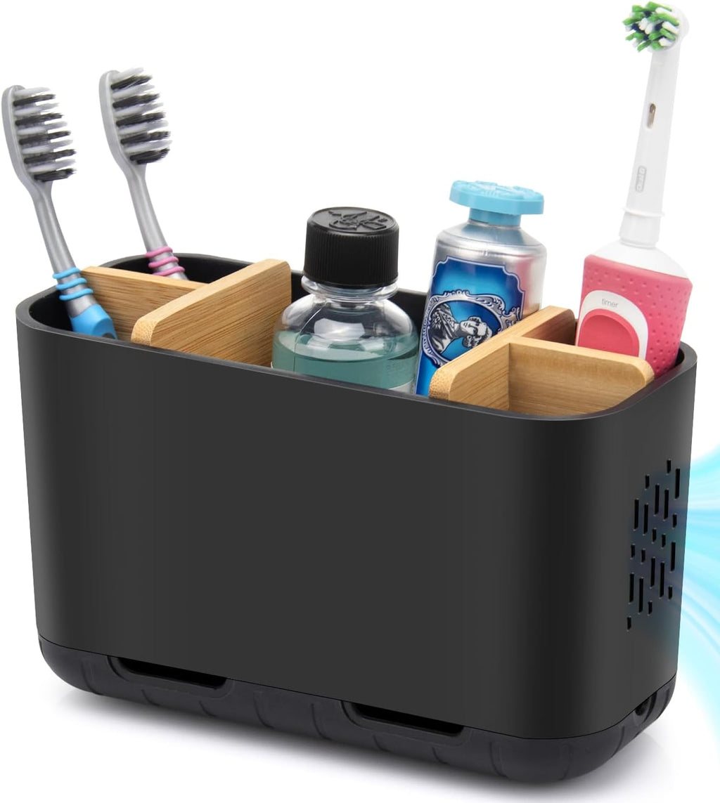 White Toothbrush Holder, 5 Slots Bathroom Storage Organizer