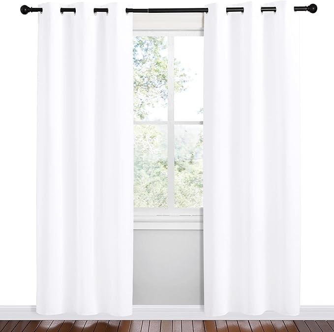 NICETOWN White Samll Window Blackout Curtain Panels, 42 inches x 78 inches - Image 2