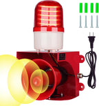 AC110V Industrial Siren Alarm Strobe Light-120dB Loud Horn&Red Beacon Warning Light,Waterproof Indoor/Outdoor Safety Alarm for Emergency,Factory,Office,Fires,Tornado,Intruders,Animal Deterrent