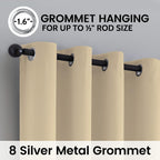 SimpleHome Beige 100% Blackout Curtains Room Darkening Living Room 84 Inch