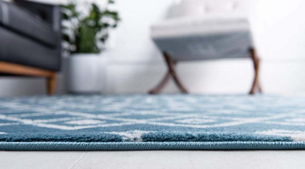 Unique Loom Moroccan Trellis Collection Area Rug - Mamounia (3' 3" x 5' 3" Rectangle Blue/Ivory)
