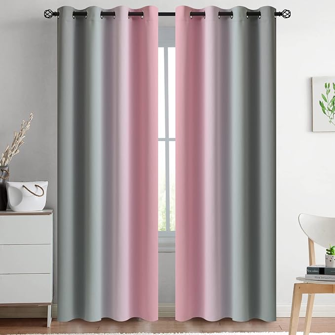 Yakamok Ombre Pink and Grey Curtains by Yakamok