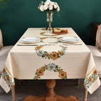 Zobesta Beige Vinyl Tablecloth Rectangular 86x55 PVC Sunflower Plastic