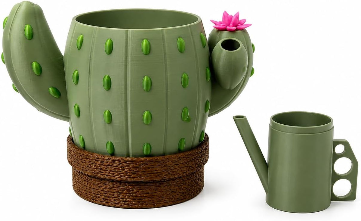 Self Watering Cactus Planter, Small Succulent Plant Pot Modern Indoor Planter for Desk, Home and Office Decor