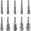 10 Pcs Power Nut Driver Drill Bit Set, 6-15mm, 6.5" Long, Magnetic
