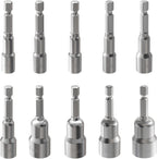 10 Pcs Power Nut Driver Drill Bit Set, 6-15mm, 6.5" Long, Magnetic