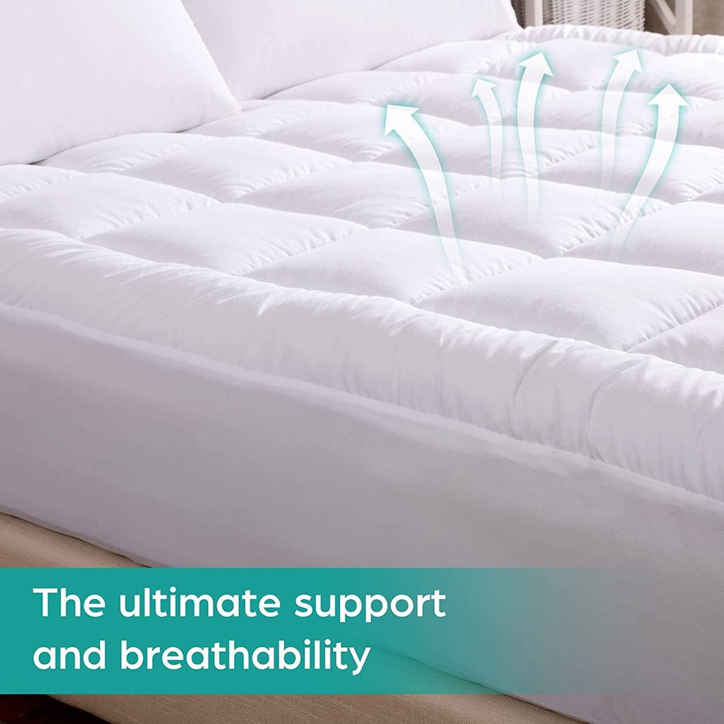 WhatsBedding Waterproof Mattress Topper Twin Size Cotton Top Down Alternative Filling Pillowtop Mattress Topper Cover-Fitted Quilted