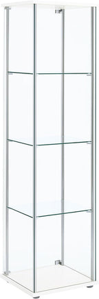 Coaster Home Furnishings - Bellatrix - Glass - 3-Shelf Curio Cabinet with Metal Frame, One Door, and Black Hardware - Living Room - 64-Inch - White - 951072