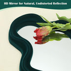 Emerald Green Wavy Wall Mirror Decor for Hallway Entryway, Irregular Cloud-Shaped Small Decorative Mirrors for Home Office Living Room, Modern Hanging Wall Art for Christmas Wedding Gift