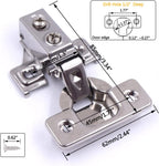 20 Pack Soft Close Cabinet Door Hinges for 1/2 Inch Overlay Cupboard, 105 Degree Opening Angel, Stainless Concealed Kitchen Cabinet Hinges with Mounting Screws, Manual and Door Bumpers