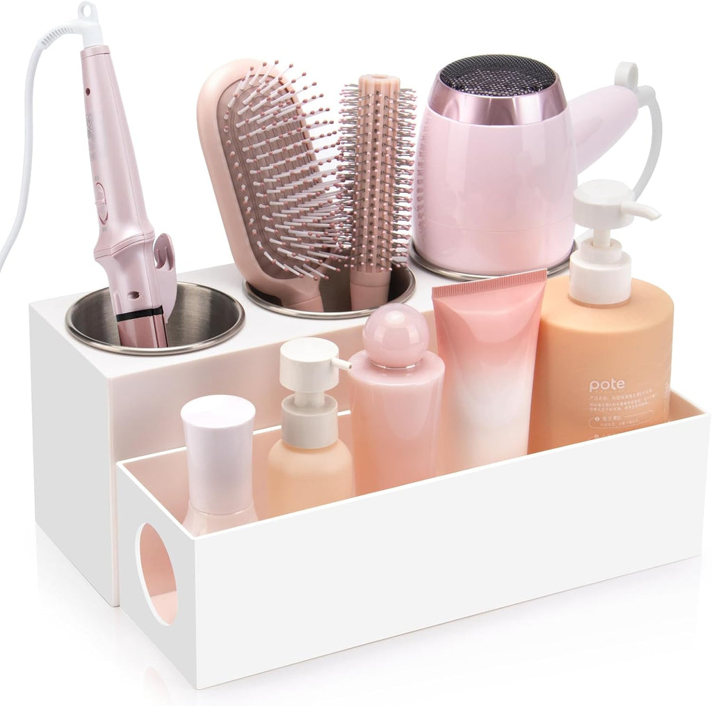 Hair Tool Organizer with 3 Stainless Steel Cups, Cooling Hot Tools