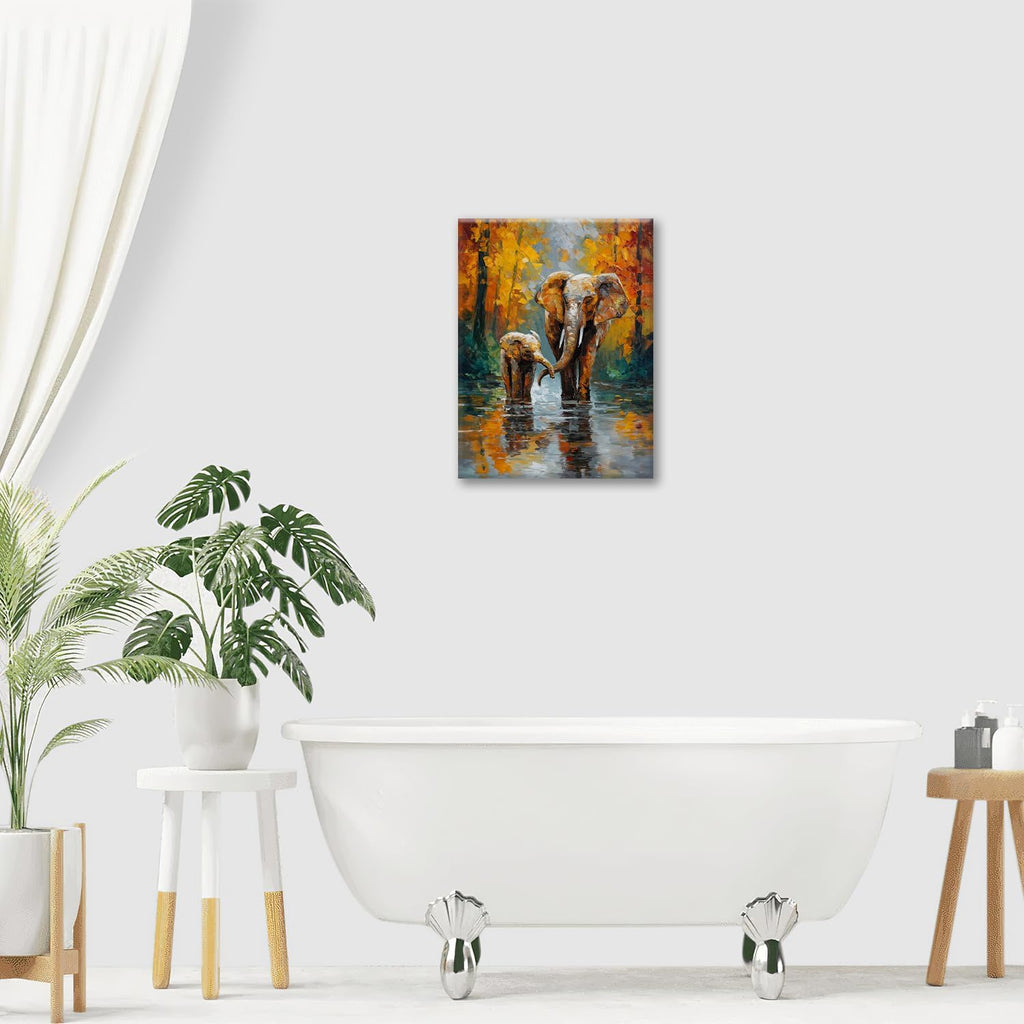 Elephant Wall Art Forest Canvas Wall Decor Pictures Paintings Prints Artwork Framed Decorations For Bathroom Bedroom Living Room Office Gifts 12" x 16"