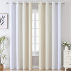 Beige and Greyish White Ombre Blackout Curtains Living Room 84 Inches Long