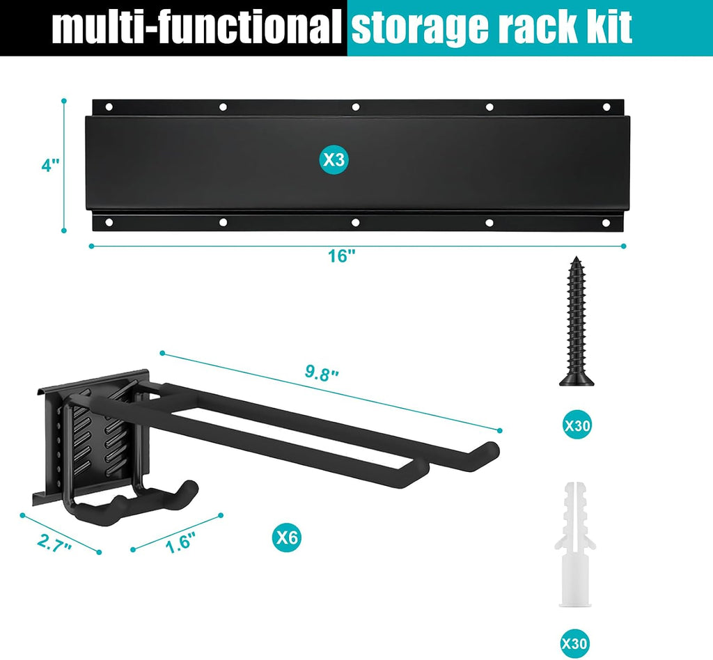 48" Garage Tool Organizer Wall Mount,Heavy Duty Adjustable Hooks