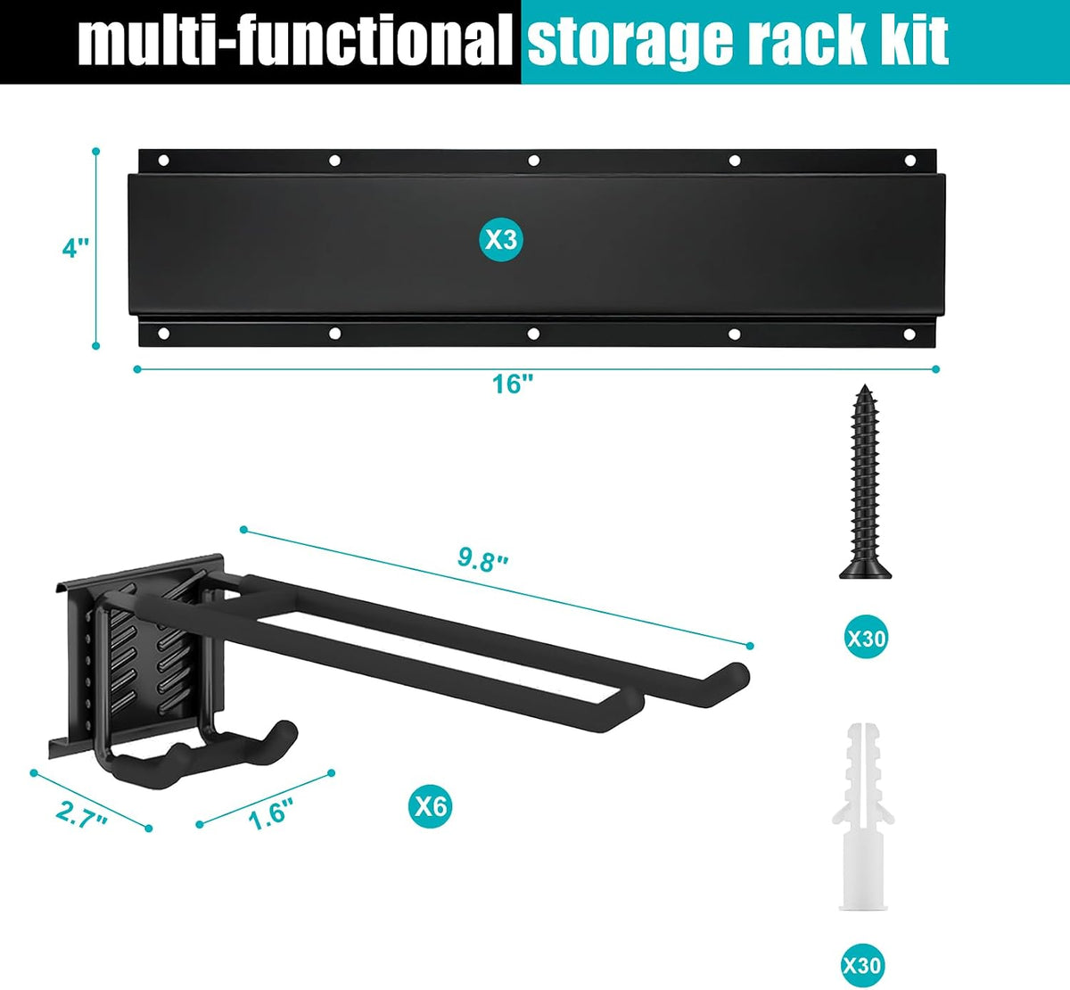48" Garage Tool Organizer Wall Mount,Heavy Duty Adjustable Hooks