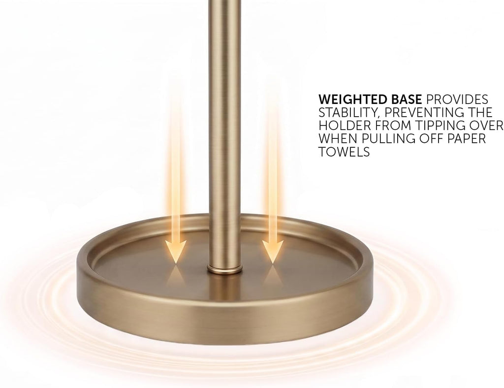 Ivilon Countertop Paper Towel Holder - Modern Sleek Ball Minimalist Design - Color Warm Gold