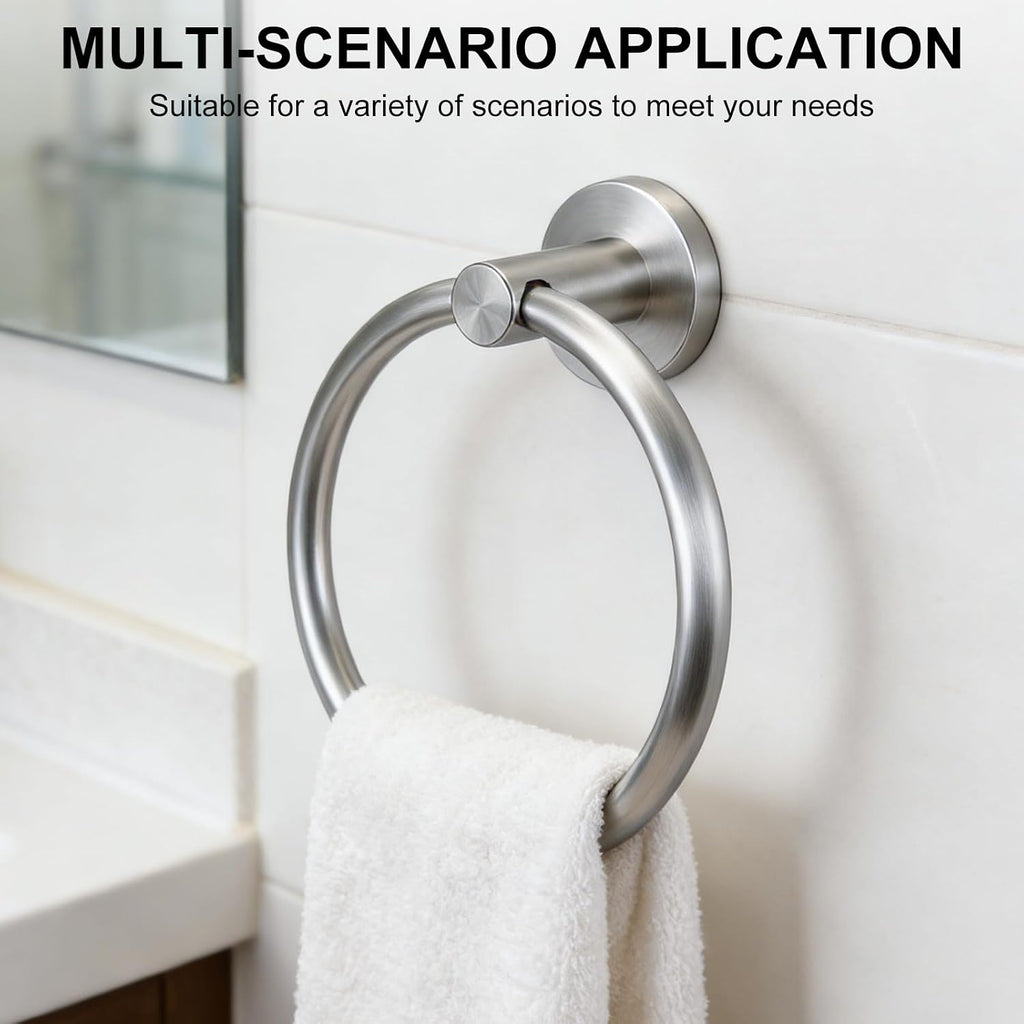SetSail Towel Holder for Bathroom Wall Brushed Nickel Towel Ring, 2 Pack