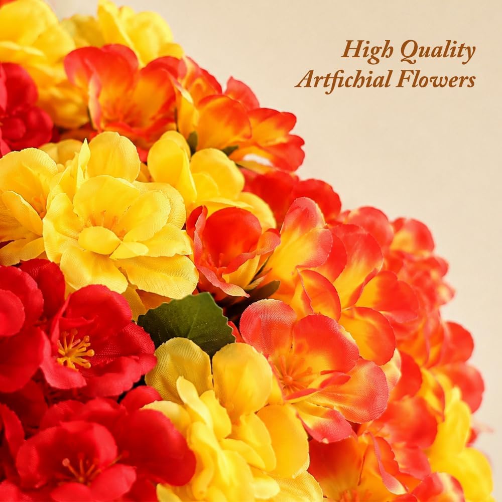 DULEFUN 6Pcs Fall Fake Geraniums Artificial Flowers, Real Faux Flowers