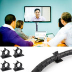 Black Computer Cable Management Wire Cover Electrical Cord Hider Solutions 2 PCS, VIWIEU Tangle Sprial Cable Tube with 4 Adhesive Cable Clips for TV Laptop Floor Home & Office