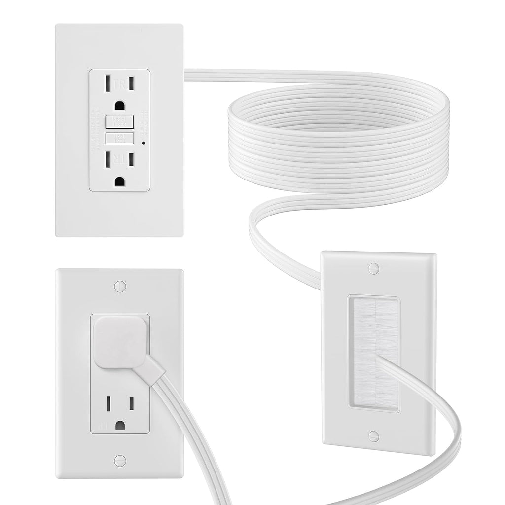 in Wall Cable Management Kit,Recessed Outlet Box for Wall Mount TV,Recessed Power Box with AC/USB-C/USB-A Ports & 9.8ft Extender for Unreachable Outlets,Hide TV Cords & Cables