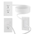 in Wall Cable Management Kit,Recessed Outlet Box for Wall Mount TV,Recessed Power Box with AC/USB-C/USB-A Ports & 9.8ft Extender for Unreachable Outlets,Hide TV Cords & Cables