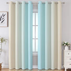 Estelar Textiler Aqua and Beige Gradient Blackout Curtains 84 Inches Long - Image 2