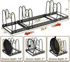 Pot and Pan Organizer Rack for Cabinet, 3 Expandable Pot Lid Organizer Holder with 12 Adjustable Compartment for Kitchen Cutting Board, Pan Lid, Cabinet Cookware Baking