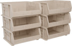 Akro-Mils 30235 AkroBins Plastic Hanging Stackable Storage Organizer Bin, 11-Inch x 11-Inch x 5-Inch, Stone, 6-Pack