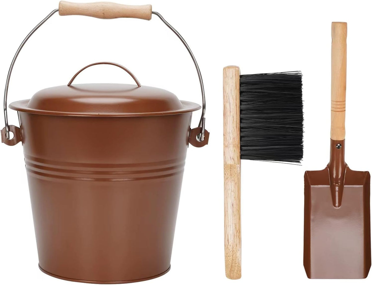 Mini Ash Bucket with Lid, Fireplace Ash Bucket - Black