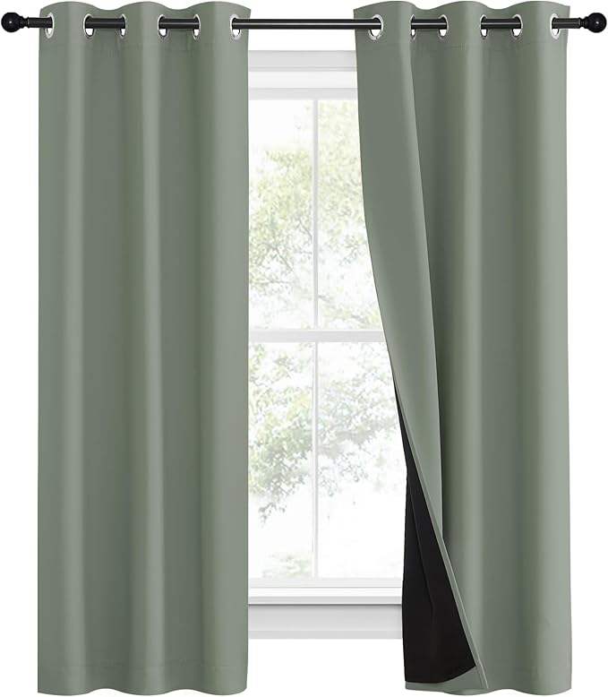NICETOWN 100% Blackout Window Curtain Panels, Heat and Full Light Blocking - Image 2