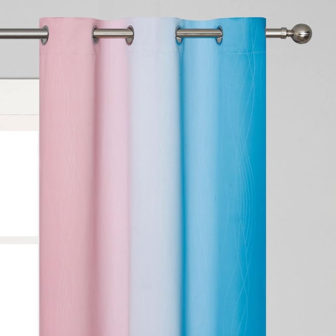 Ombre Pink and Blue Blackout Curtains 45 Inches Long, Full Light Blocking - Image 4