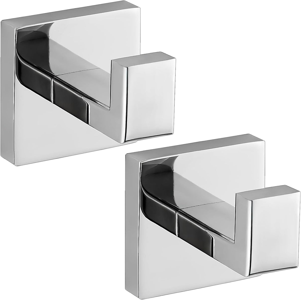 Towel Hooks for Bathrooms, Heavy Duty 33 Lbs Wall Mounted Stainless Steel Modern Hook, – Ideal for Hanging Towels, Robes, Coats, in Kitchen, Bedroom, Bathroom, or Hotel (2, Chrome Polished)