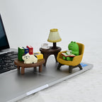 Refintural Miniature Frog Figurines Statue, Adorable Frog Collectibles for Desk and Bedroom Decor, Perfect Indoor Home Decorations and Gifts Set