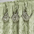 All American Collection New 4 Piece Drape Set with Attached Valance and Sheer with 2 Tie Backs Included (63" Length, Sage)