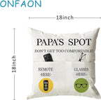 ONFAON Papa Gifts Throw Pillow Case, Papa's Spot Throw Pillow Covers 18 x 18 - Image 3