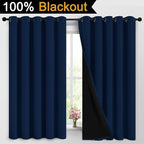 Yakamok Navy Blue 100% Blackout Curtains Energy Saving Thermal Insulated 2 - Image 2