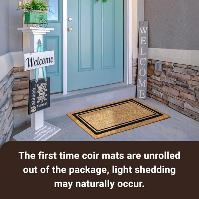 KANKUN Coco Coir Door Mat with Heavy Duty Backing, Welcome Doormat, Doormat - Image 6