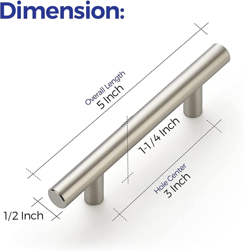Ravinte Cabinet Handles, Brushed Nickel,5" Length,3" Hole Center,30 Pack