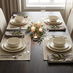 Urban Villa Two Tone Placemat Cotton Tablemat 14x20 (Set of 6) Beige
