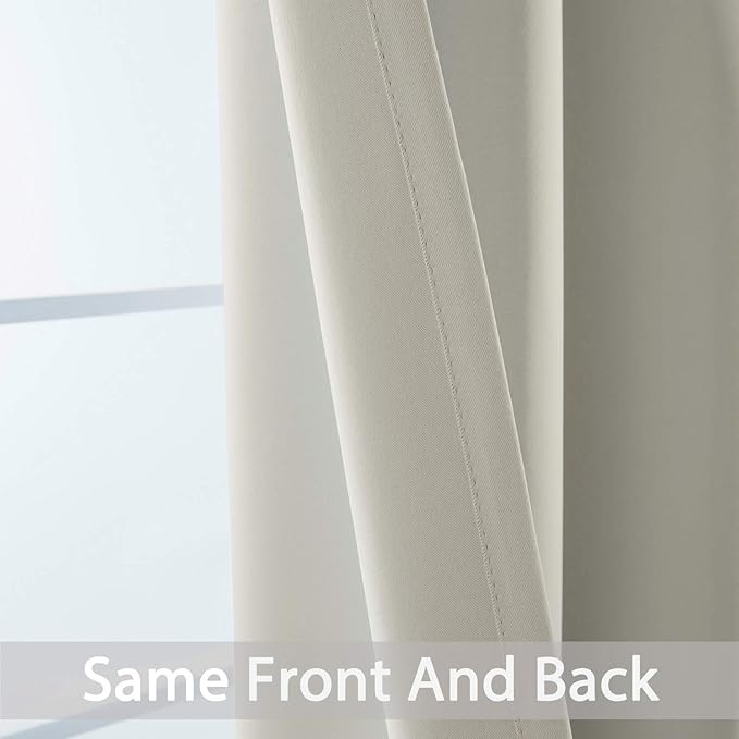 Yakamok Light Beige Curtains for Bedroom, Thermal Insulated Room Darkening - Image 6