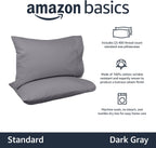 Amazon Basics 400 Thread Count 100% Cotton Pillow Cases, Soft, Wrinkle Resistant, Sateen Weave, Standard Size, 30" x 20", Dark Gray, Set of 2