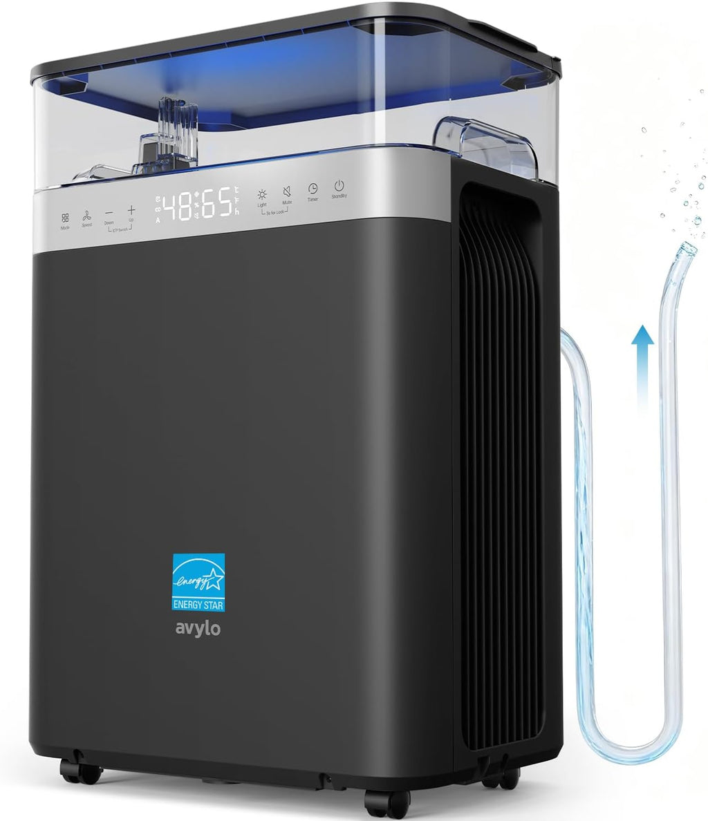 avylo 5000 Sq.Ft Dehumidifier for Basement with Pump and Drain Hose, Black