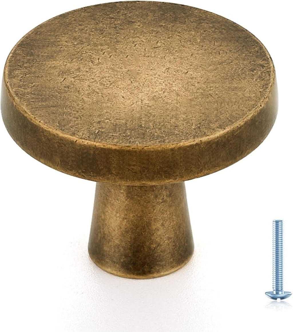 Ravinte Brushed Brass Cabinet Knobs Solid Pulls Single Hole 5 Pack